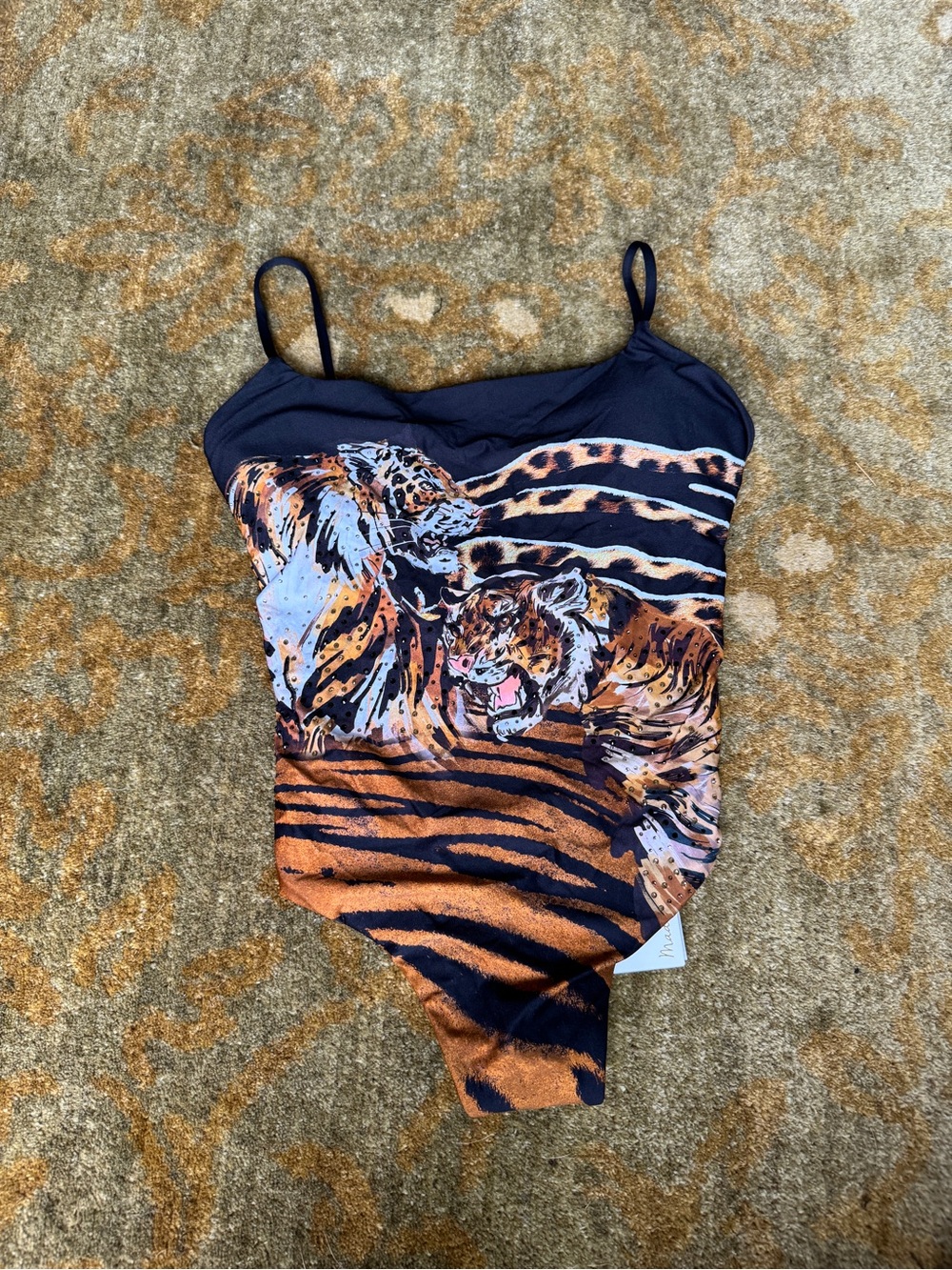 Camila NWT Black and Orange Tiger Print One-Piece Swimsuit